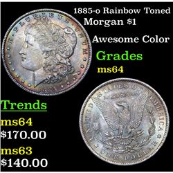 1885-o Rainbow Toned Morgan Dollar $1 Grades Choice Unc