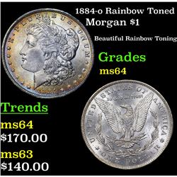 1884-o Rainbow Toned Morgan Dollar $1 Grades Choice Unc