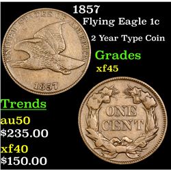 1857 Flying Eagle Cent 1c Grades xf+