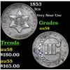 Image 1 : 1853 Three Cent Silver 3cs Grades Choice AU/BU Slider