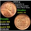 Image 1 : 1913-p Lincoln Cent 1c Grades Choice+ Unc RB