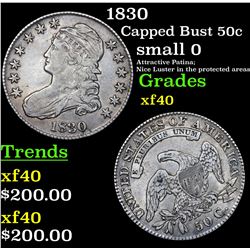1830 Capped Bust Half Dollar 50c Grades xf