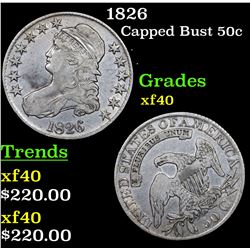 1826 Capped Bust Half Dollar 50c Grades xf
