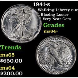 1941-s Walking Liberty Half Dollar 50c Grades Choice+ Unc