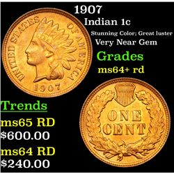 1907 Indian Cent 1c Grades Choice+ Unc RD