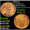 Image 1 : 1921-p Lincoln Cent 1c Grades Gem+ Unc RB