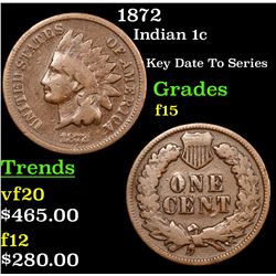 1872 Indian Cent 1c Grades f+