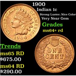 1900 Indian Cent 1c Grades Choice+ Unc RD