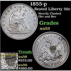 1855-p Seated Half Dollar 50c Grades Select AU