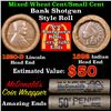 Image 1 : Mixed small cents 1c orig shotgun roll, 1920-d Wheat Cent, 1892 Indian Cent other end