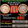 Image 1 : Mixed small cents 1c orig shotgun roll, 1919-d Wheat Cent, 1899 Indian Cent other end