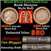 Image 1 : Mixed small cents 1c orig shotgun roll, 1918-d Wheat Cent, 1895 Indian Cent other end