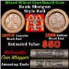 Image 1 : Mixed small cents 1c orig shotgun roll, 1917-d Wheat Cent, 1892 Indian Cent other end