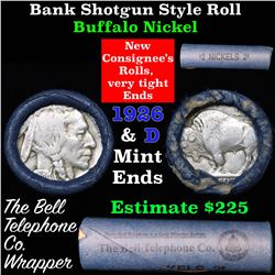 Buffalo Nickel Shotgun Roll in Old Bank Style 'Bell Telephone'  Wrapper 1926 & d Mint Ends