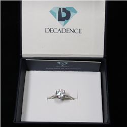 Sterling Silver Round Cut Engagement Ring Size 7