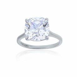 Sterling Silver Rhodium 8mm Cushion Cut Solitaire Engagement Ring  Size 6