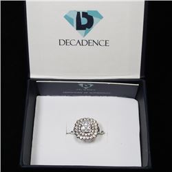 Sterling Silver 6mm Cushion Bezel Set Halo Engagement Ring Size 8