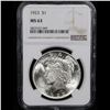 Image 2 : NGC 1923-p Peace Dollar $1 Graded ms63 By NGC