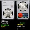 Image 1 : NGC 1923-p Peace Dollar $1 Graded ms63 By NGC
