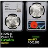 Image 1 : NGC 1925-p Peace Dollar $1 Graded ms63 By NGC