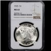 Image 2 : NGC 1925-p Peace Dollar $1 Graded ms63 By NGC