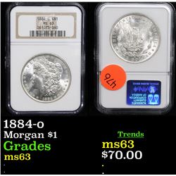 NGC 1884-o Morgan Dollar $1 Graded ms63 By NGC