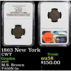 NGC 1863 New York Civil War Token 1c Graded au55 By NGC