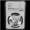 Image 2 : NGC 1924-p Peace Dollar $1 Graded ms65 By NGC