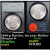 PCGS 1889-p Rattler, 1st year Holder Morgan Dollar $1 Graded ms63 By PCGS
