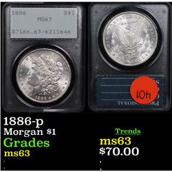 PCGS 1886-p Morgan Dollar $1 Graded ms63 By PCGS