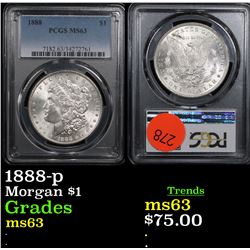 PCGS 1888-p Morgan Dollar $1 Graded ms63 By PCGS