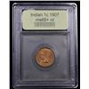 Image 4 : ***Auction Highlight*** 1907 Indian Cent 1c Graded Gem+ Unc RD By USCG (fc)