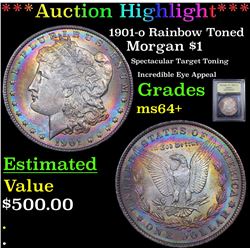 ***Auction Highlight*** 1901-o Rainbow Toned Morgan Dollar $1 Graded Choice+ Unc By USCG (fc)