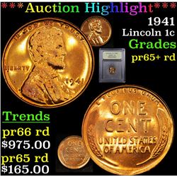 ***Auction Highlight*** 1941 Lincoln Cent 1c Graded Gem++ Proof Red By USCG (fc)