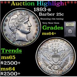 ***Auction Highlight*** 1893-s Barber Quarter 25c Graded Choice+ Unc By USCG (fc)