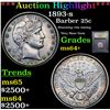 Image 1 : ***Auction Highlight*** 1893-s Barber Quarter 25c Graded Choice+ Unc By USCG (fc)
