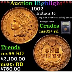 ***Auction Highlight*** 1902 Indian Cent 1c Graded Gem+ Unc RD By USCG (fc)
