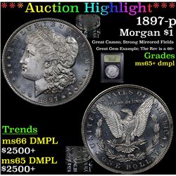 ***Auction Highlight*** 1897-p Morgan Dollar $1 Graded GEM+ DMPL By USCG (fc)