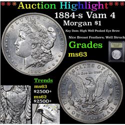 ***Auction Highlight*** 1884-s Vam 4 Morgan Dollar $1 Graded Select Unc By USCG (fc)