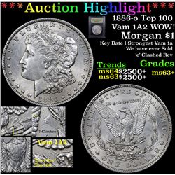 ***Auction Highlight*** 1886-o Top 100 Vam 1A2 WOW! Morgan Dollar $1 Graded Select+ Unc By USCG (fc)