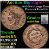 Image 1 : ***Auction Highlight*** 1820 N-13 Large Date Coronet Head Large Cent 1c Graded Choice Unc BN By USCG