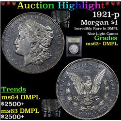 ***Auction Highlight*** 1921-p Morgan Dollar $1 Graded Select Unc+ DMPL By USCG (fc)