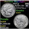 Image 1 : ***Auction Highlight*** 1911-p Barber Half Dollars 50c Graded Select+ Unc By USCG (fc)