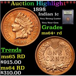 ***Auction Highlight*** 1898 Indian Cent 1c Graded Choice+ Unc RD By USCG (fc)