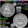 Image 1 : ***Auction Highlight*** 1850-p f-108a Seated Liberty Dime 10c Graded Choice Unc By USCG (fc)