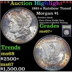 ***Auction Highlight*** 1881-s Rainbow Toned Morgan Dollar $1 Graded Gem++ Unc By USCG (fc)