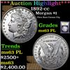 Image 1 : ***Auction Highlight*** 1892-cc Morgan Dollar $1 Graded Select Unc PL By USCG (fc)