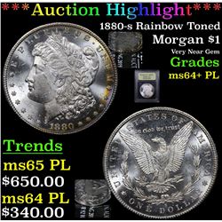 ***Auction Highlight*** 1880-s Rainbow Toned Morgan Dollar $1 Graded Choice Unc+ PL By USCG (fc)