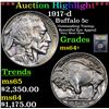 Image 1 : ***Auction Highlight*** 1917-d Buffalo Nickel 5c Graded Choice+ Unc By USCG (fc)