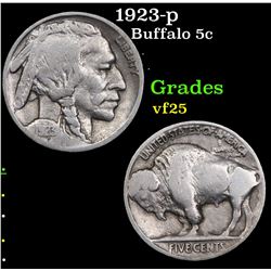 1923-p Buffalo Nickel 5c Grades vf+